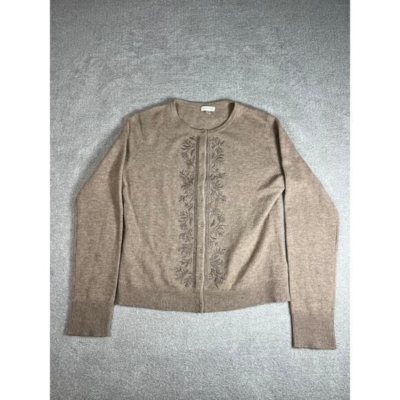 Garnet Hill Women's Brown Button Down Cashmere Sweater Size Medium - Picture 2 of 8
